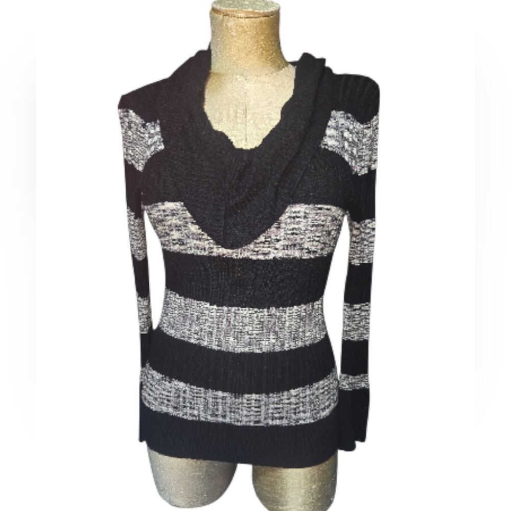 It's Our Time Black and Gray Cowl Neck Sweater